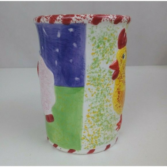 Vintage 2000 Lotus 3D Farm Animals Coffee Cup Mup Chicken Sheep - Picture 2 of 7